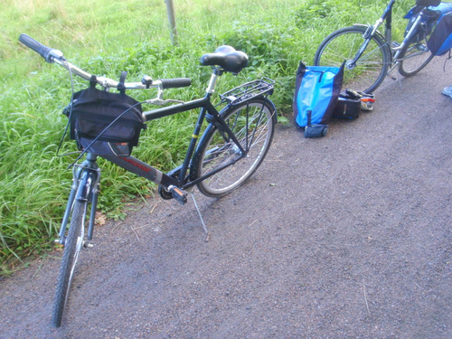 Rear flat, see folded tire.